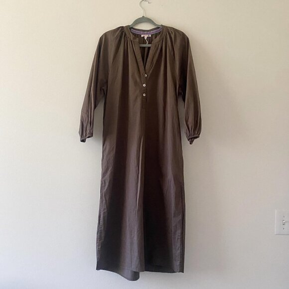 SUNDRY brown cotton long sleeve maxi sheath dress - Picture 3 of 8